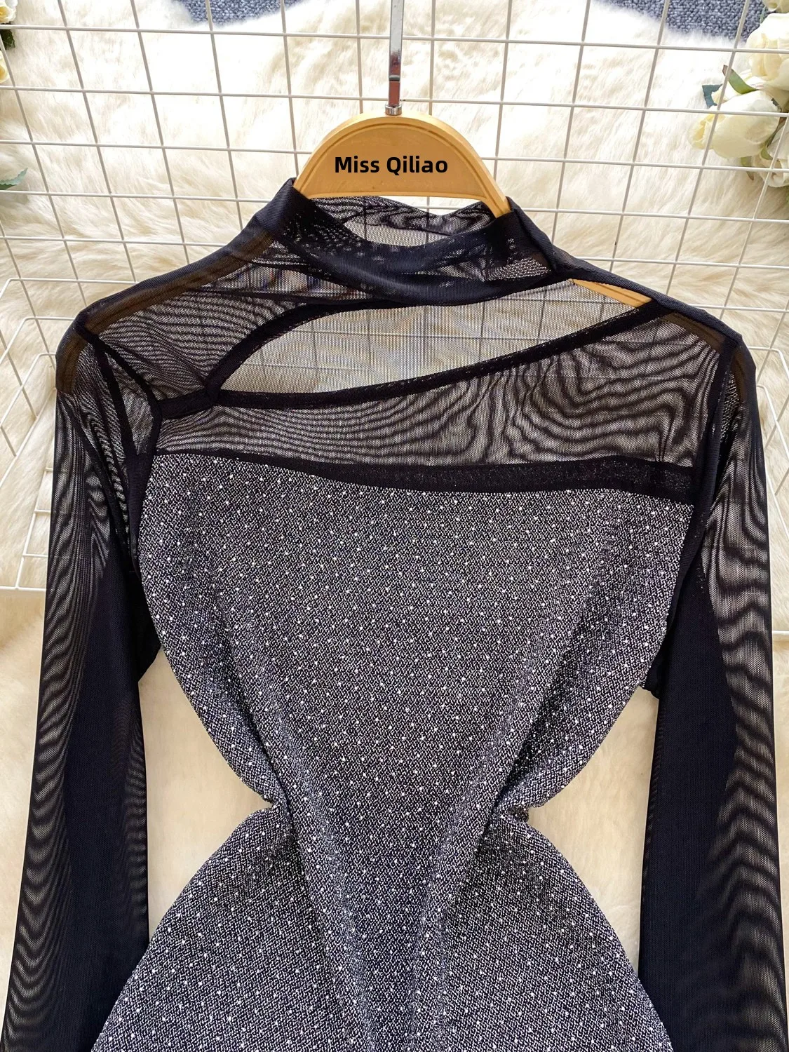 تي شيرت Ele بتصميم مجوف عالي Ne Long Sve Me تي شيرت نسائي بطبقة أساسية ملابس يومية كورية Sle بقصة ضيقة #3