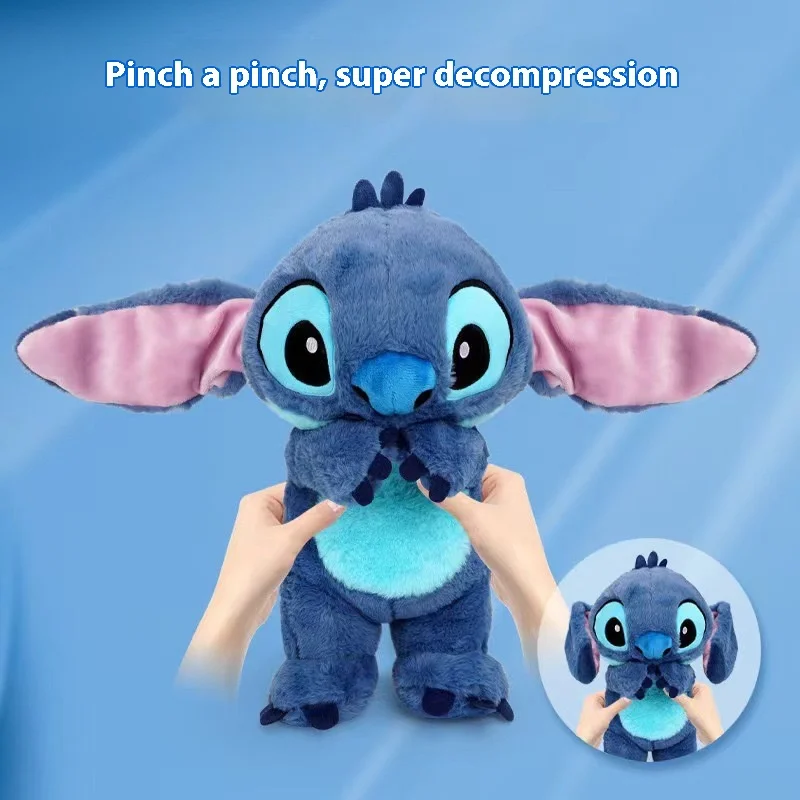 Lilo&Stitch Hot Selling Breathing Otter Soothing Plush Toy Helps Sleep Pink Blue Ears Stitch Cute Doll Children'S Warm Gift Toy