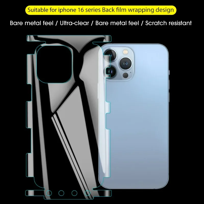 3/1Sets Back Hydrogel Film Border Frame Stickers for IPhone 16 Pro 15 14 13 12 ProMax Plus Back Side Full Cover Screen Protector