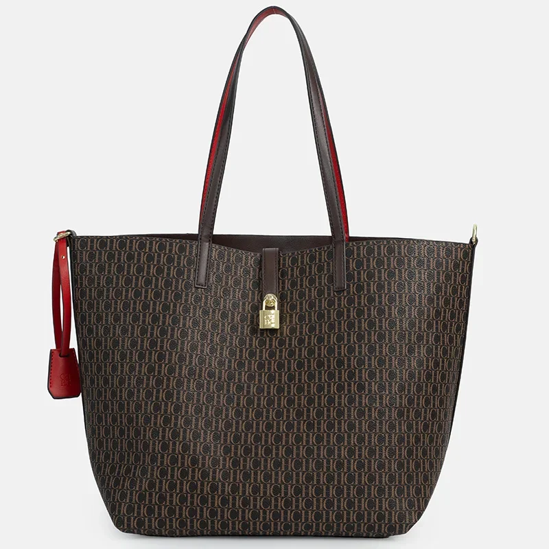 

CH Women's Classic Essential Handbag Lock Design High Quality PU Material New Large Capacity Women's Tote Bag