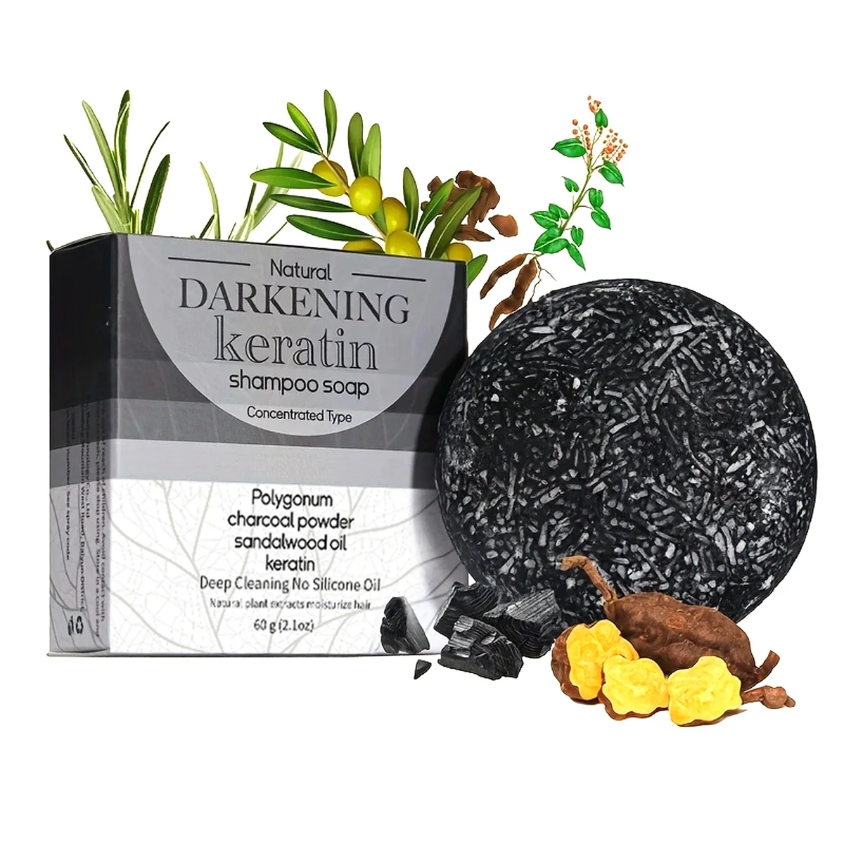 XF 60g Black Soap Solid Shampoo Organic Vegan Shampoo Bar for All Hair Types Made with Natural Oil view 4