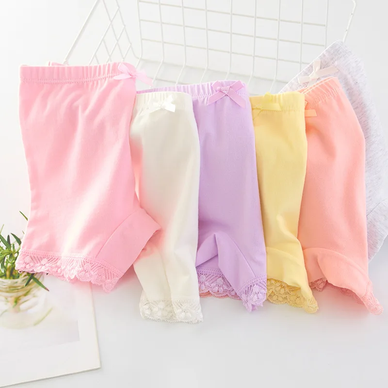 2pcs/Lot Summer Girls Safety Pants Class A Double Layer Pure Cotton Grade Thin Children\' Safety Children Bottom Kid Dance Pants