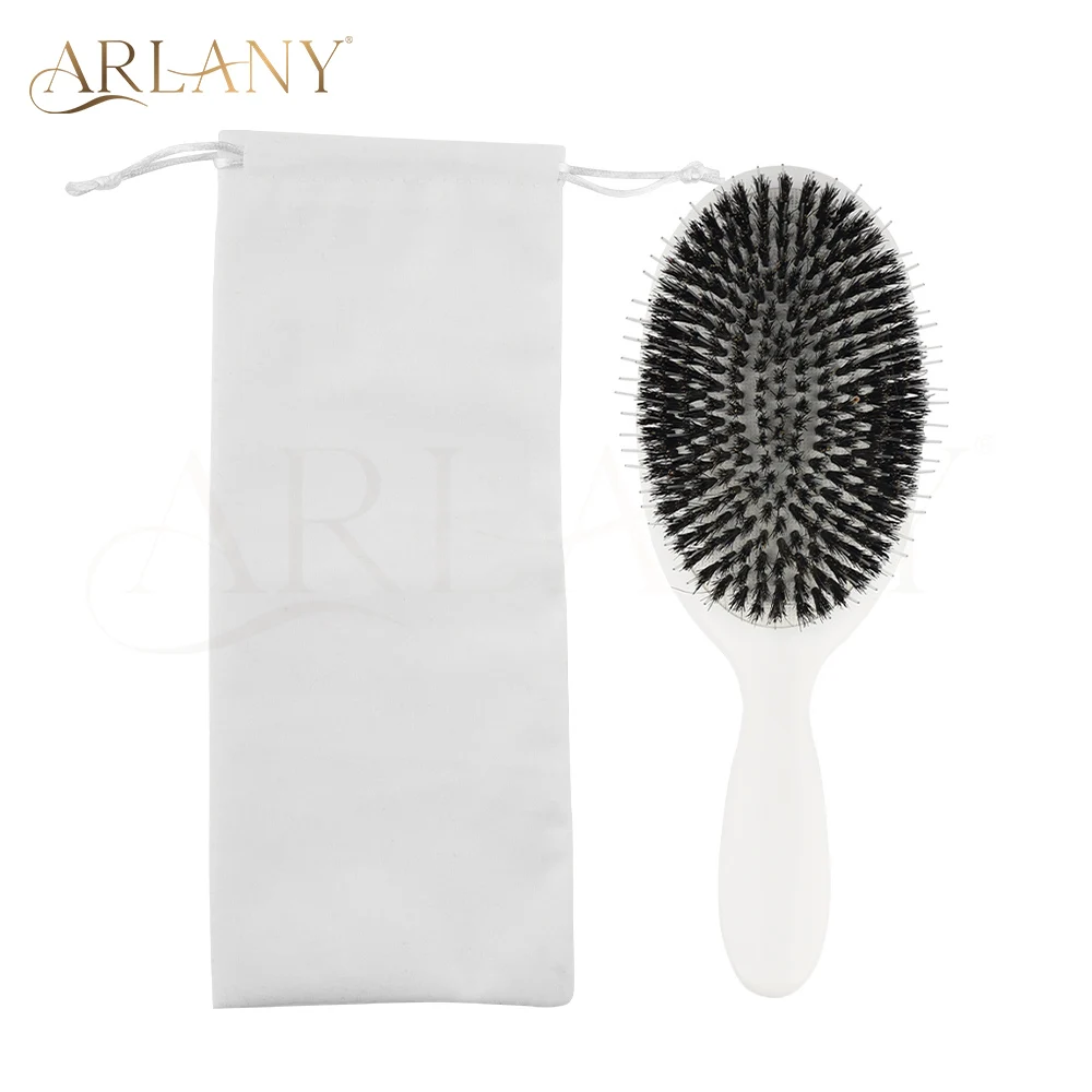 

ARLANY Nylon Teeth Boar Bristle Hair Extension Brush with Bag Plastic Hairbrush for Detangling Grooming Large Brush for Women