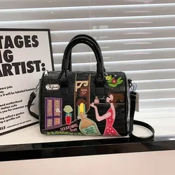 Borsa da donna tridimensionale ricamata europea e americana nuova borsa Boston a tracolla alla moda di grande capacità