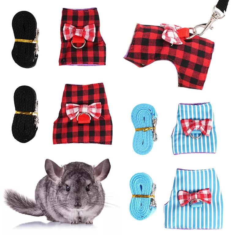 Шлейка для маленьких домашних животных, галстук-бабочка для кролика, полосатая звезда, жилет, тяговая веревка, хорь, морская свинка, нагрудный ремень для хомяка