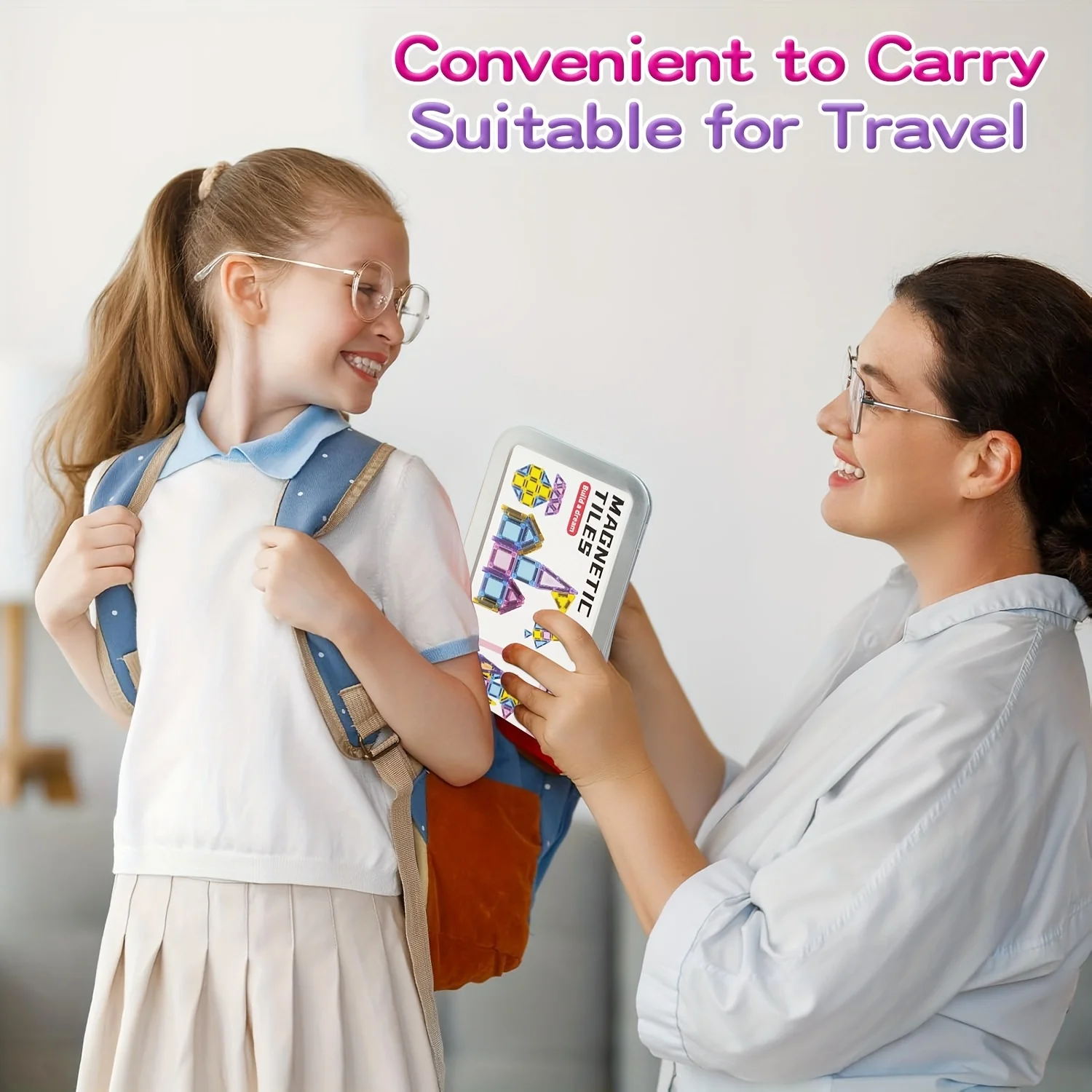 لعبة مكعبات بناء مغناطيسية مع صندوق حديدي، مجموعة سفر محمولة، لعبة تركيب للسفر، هدية عيد ميلاد