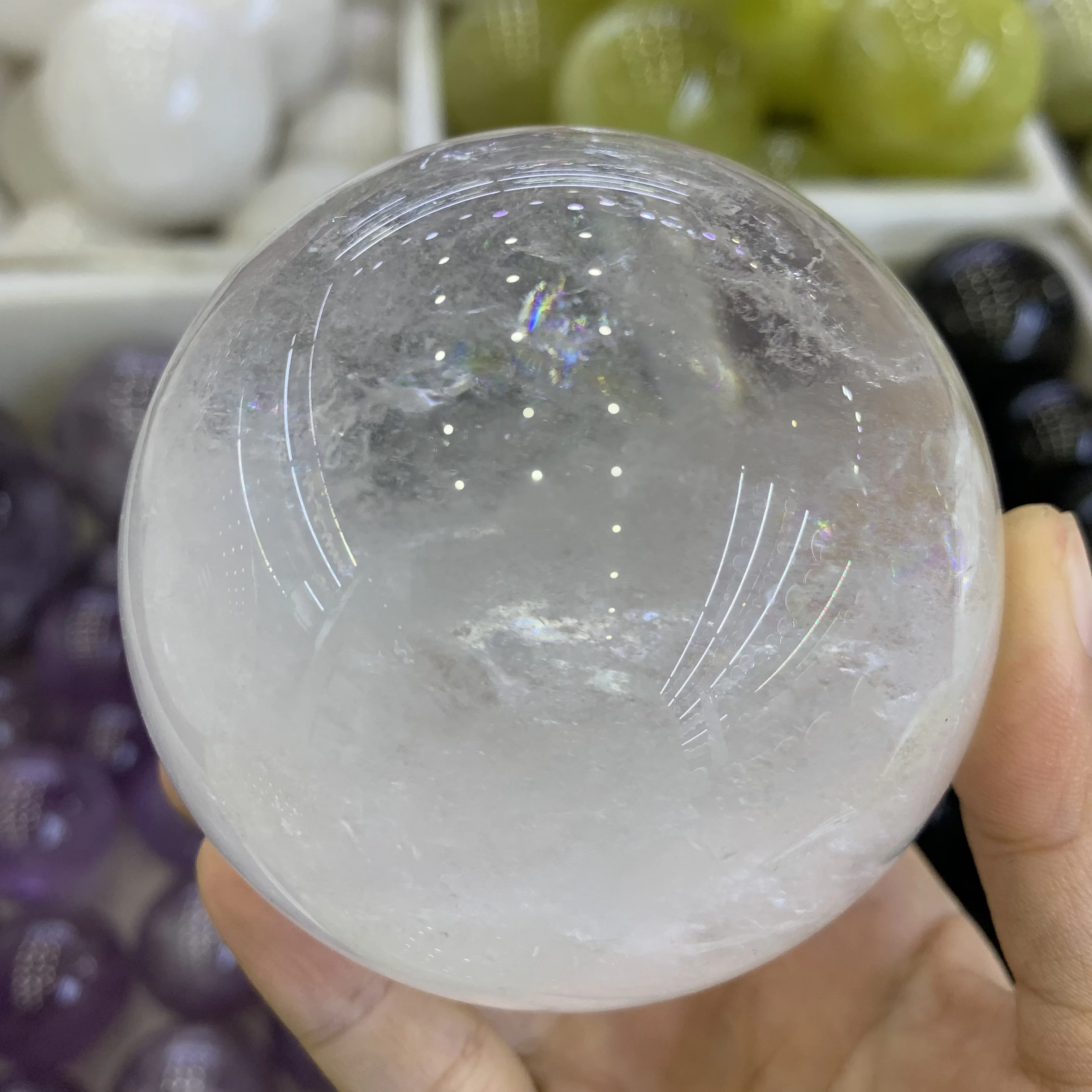 7~8cm Natural Clear quartz crystal Decorative sphere Fortune Telling Ball