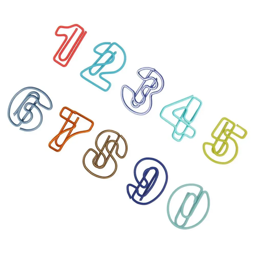 100Pcs Numbers Style Cute Paper Clips Rich Colors Anti Slip Small Paper Clips Plastic-coated Metal with Storage Box Paperclips
