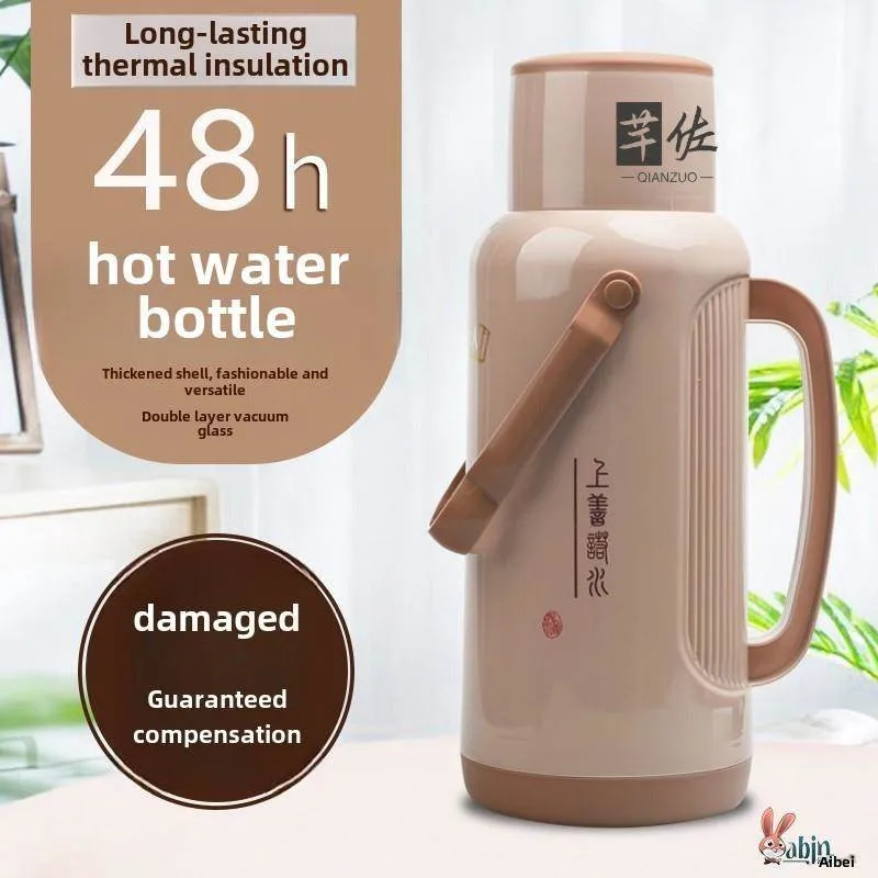 

Термос для дома, стеклянная вакуумная колба, чайник, кипятильник для общежития, бамбуковый чехол