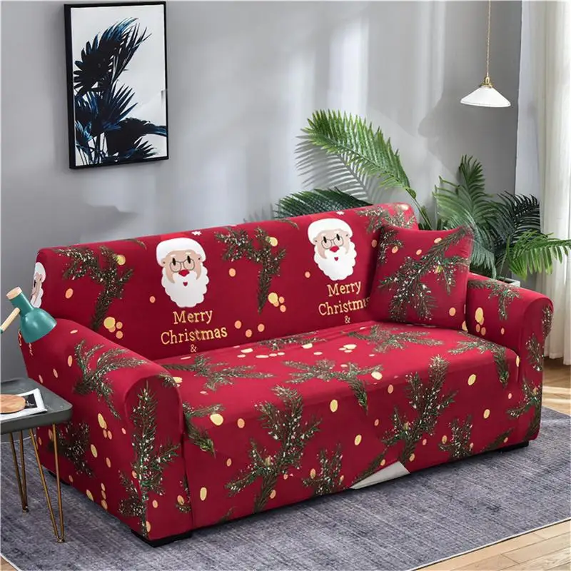 3 Seater Christmas Sofa Cover Stretch Slip Covers Plastic Furniture Protector Spandex Couch Cover for Party Hotel Home Decor