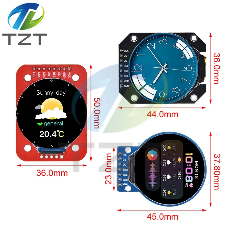 1/3pcs TFT Display 1.28 Inch TFT LCD Display Module Round RGB 240*240 GC9A01 Driver 4 Wire SPI Interface 240x240 PCB For Arduino