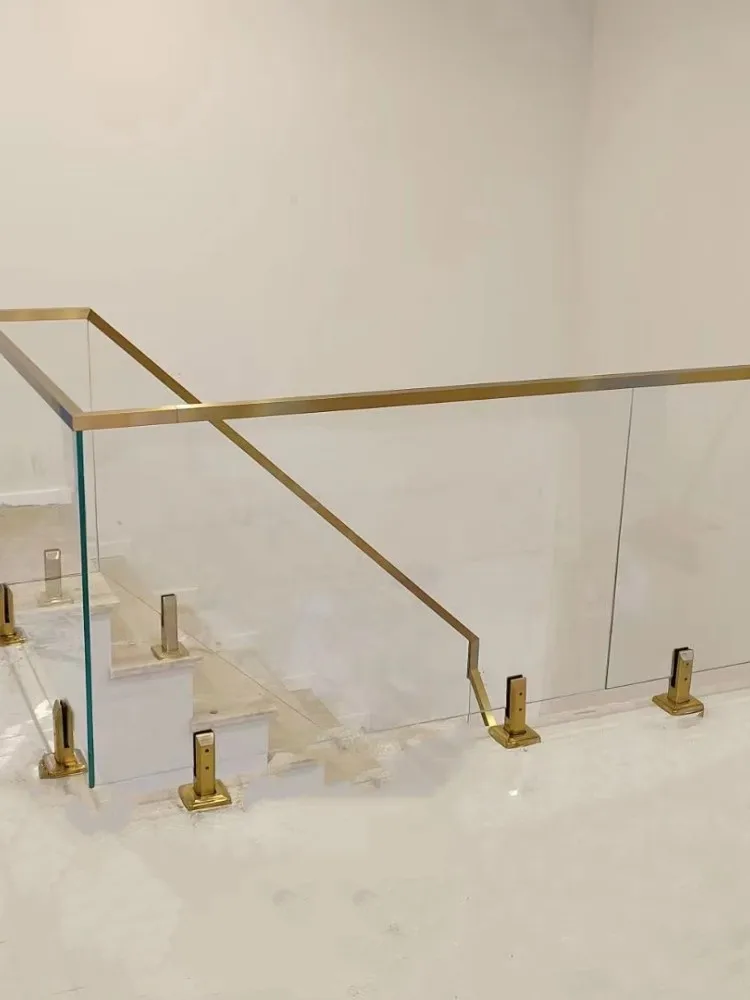 Tempered glass solid wood handrail stair railing