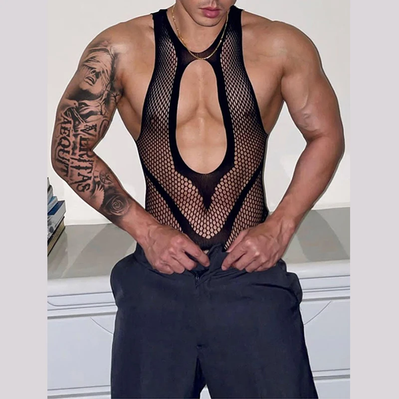 Hommes Femmes Ultra-mince T-Back Lingerie Sexy Mesh Transparent Dentelle Combinaison Ensemble Transparent Couple Bas Collants Culottes