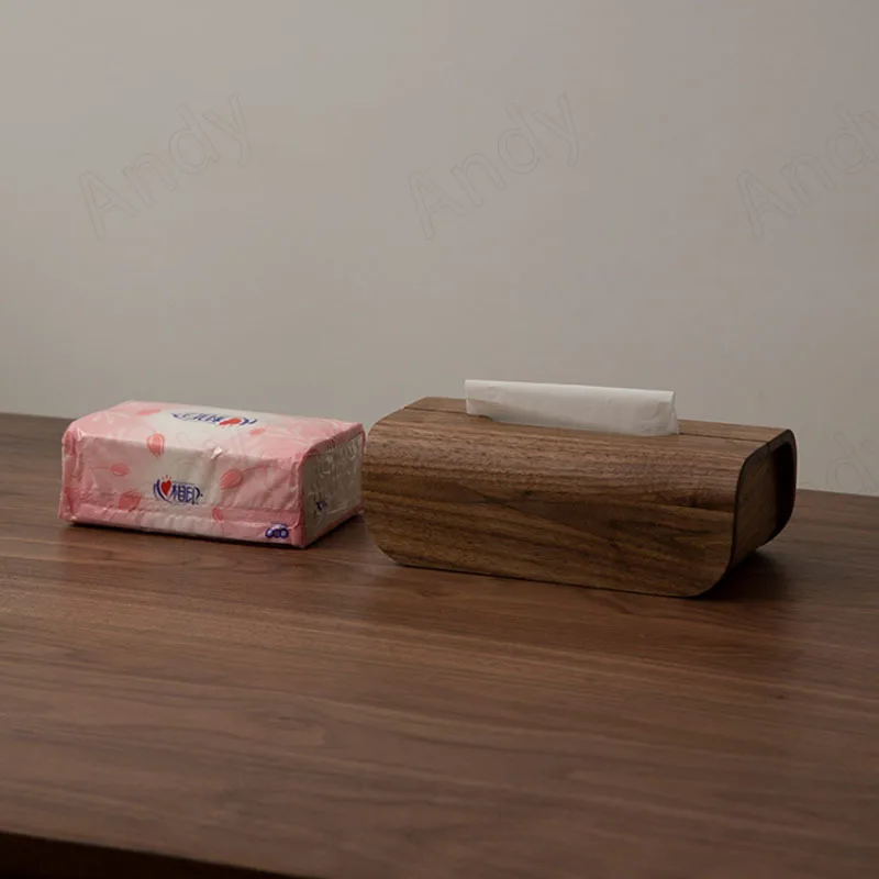 Handmade Black Walnut Tissue Box Modern Art Western Restaurant Napkin Organizer Living Room Tabletop Ornaments Home Decoration