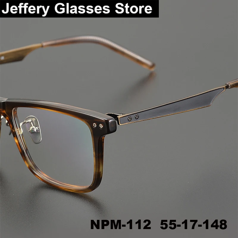 Japanese Brand Design Acetate Glasses Frame Men Square Fashion High Quality Handmade Eyewear NPM-112 Vintage Eyeglasses