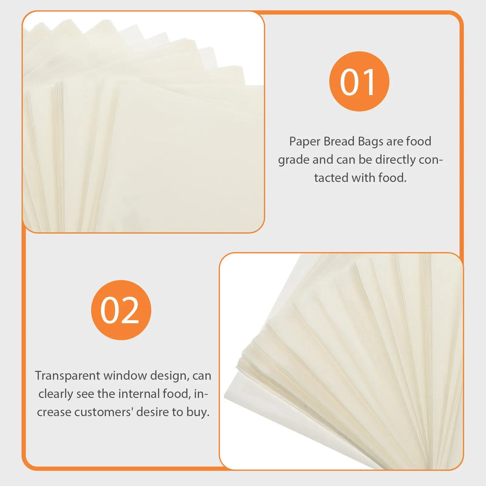 100 Pcs 18X19Cm White Greaseproof Paper Bags With Clear Window For Wrapping Storage Packing Gift Household Bakery Snack