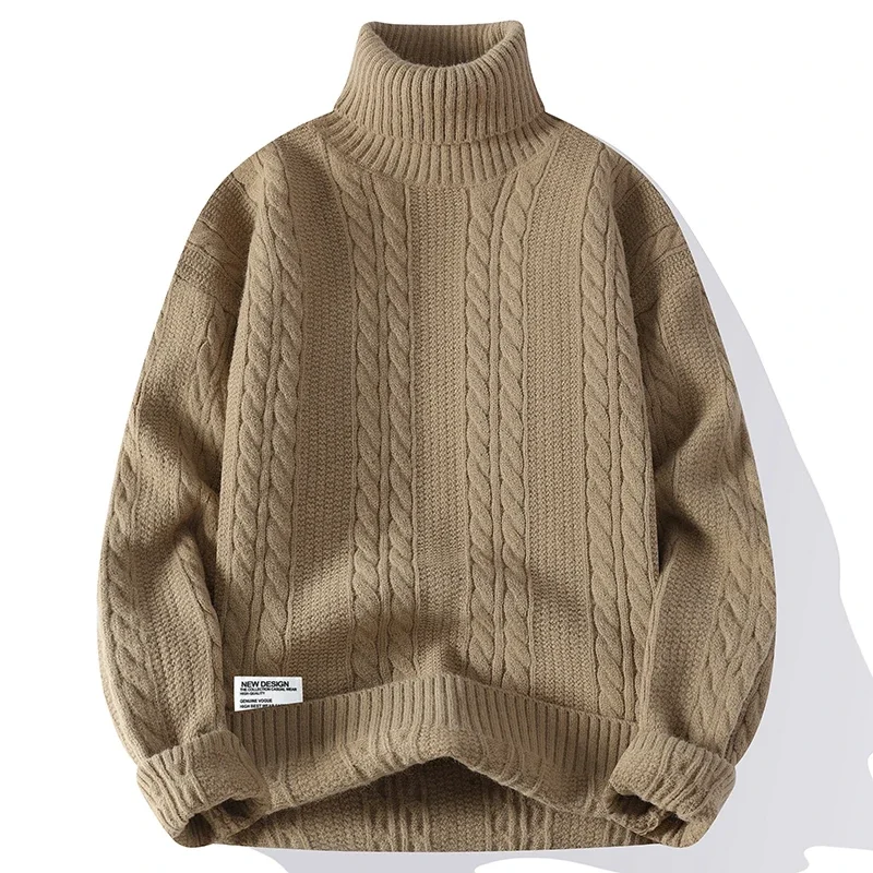 2024 Autumn New Sweater Mens High End Soft Warm Knitted Pullover Men Twist Sweaters Winter Fashion Casual Turtleneck Male Jumper