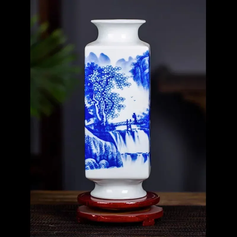 for Jingdezhen Ceramic Vase Chinese Blue and White Porcelain Flower Arrangement Home Furnishing Living Room Decoration
