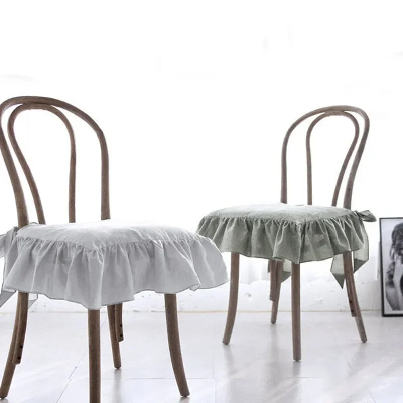White Chair Cover Household Lace Ruffled Seat Slipcovers Living Room Kitchen Office Removable Washable Protector Cushions Covers