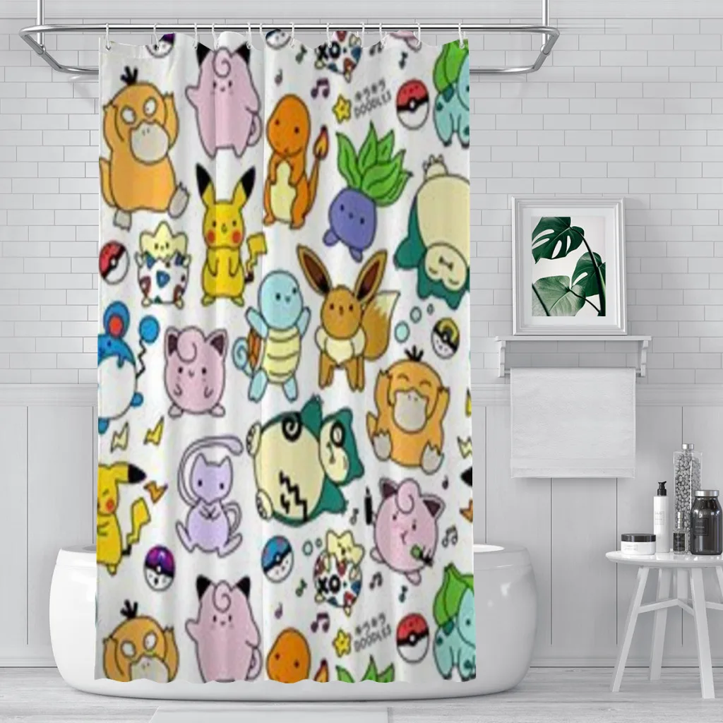 

Pokemon Shower Curtain for Bathroom Aesthetic Room Decoration