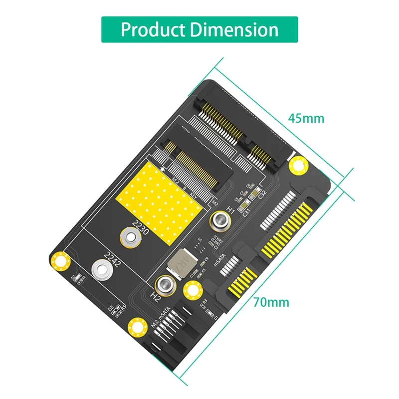 Adaptador Msata/M.2 NGFF SSD a SATA3 Dual, adaptador M.2/MSATA a SATA M.2 NGFF MSATA SSD a SATA3.0, adaptador de 2,5 pulgadas, 2 en 1