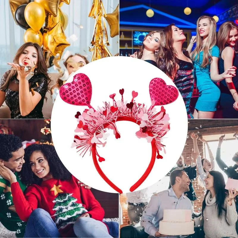 Valentines Day Headband Stylish Photo Props Headband Heart Hair Accessories Romantic Heart Hair Hoop For Performances Wives