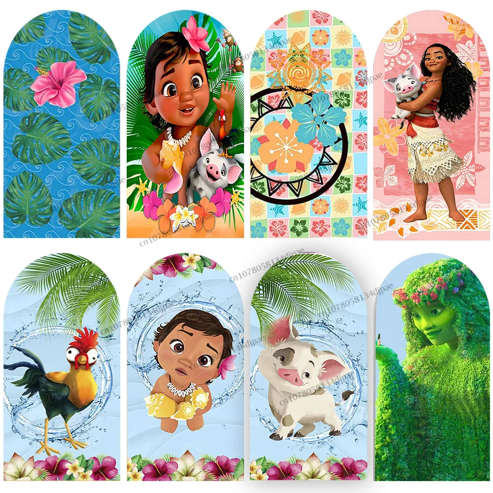 Baby Moana Birthday Arch Background Cover Cloth Princess Girls 1st Party Backdrop Photograph Wall Decorations Vaiana Banner