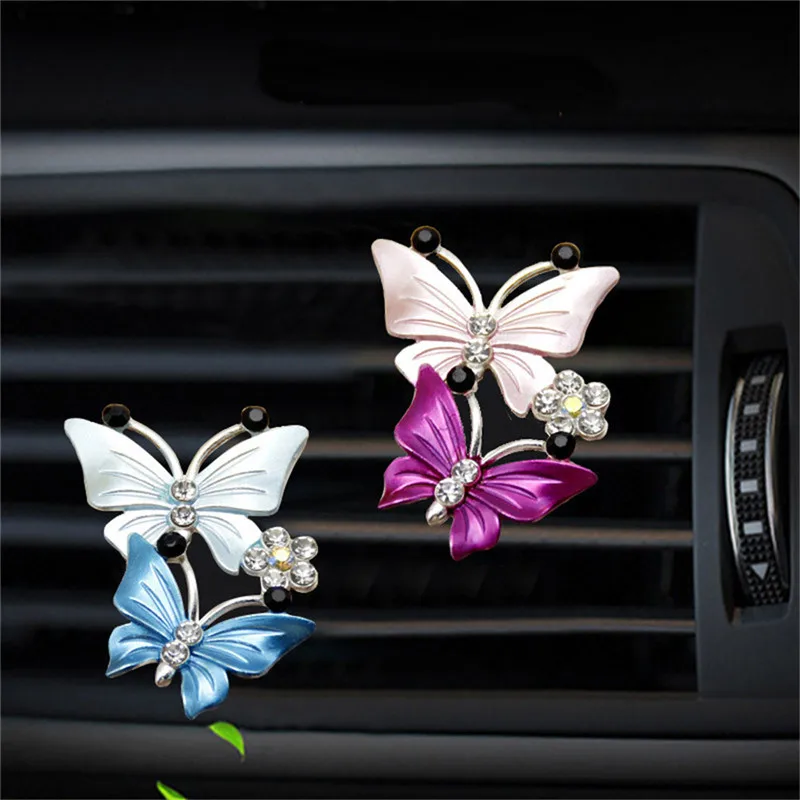 Car Air Outlet Perfume Clip Exquisite Diamond-studded Butterfly Air Conditioning Air Outlet Jewelry Goddess Car AromatherapyClip