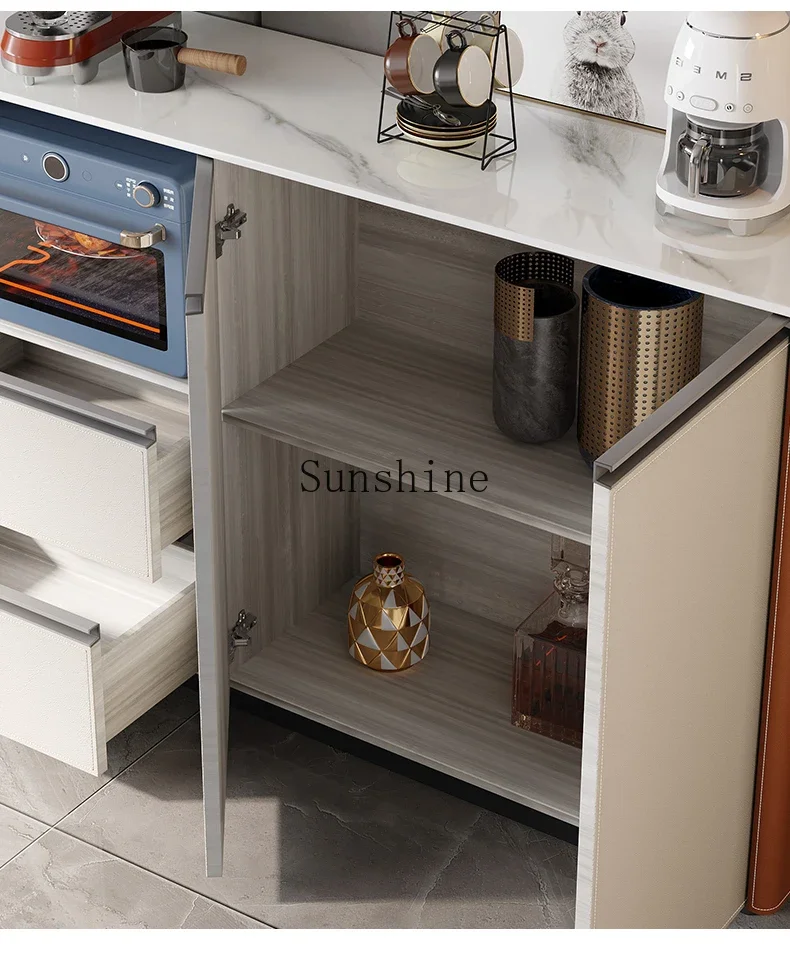 Italian Saddle Leather Multifunctional Storage Cabinet Microwave Oven Storage Cabinet  FT