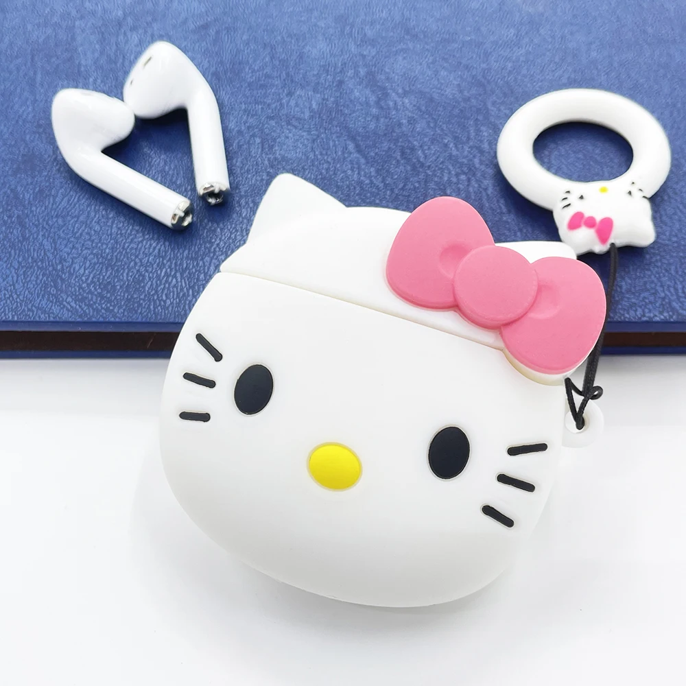 MINISO การ์ตูนหูฟังบลูทูธซิลิโคนสําหรับ Airpods 4/2/3/Pro ป้องกันน่ารัก Hello Kitty สําหรับ Airpods4 Pro 2