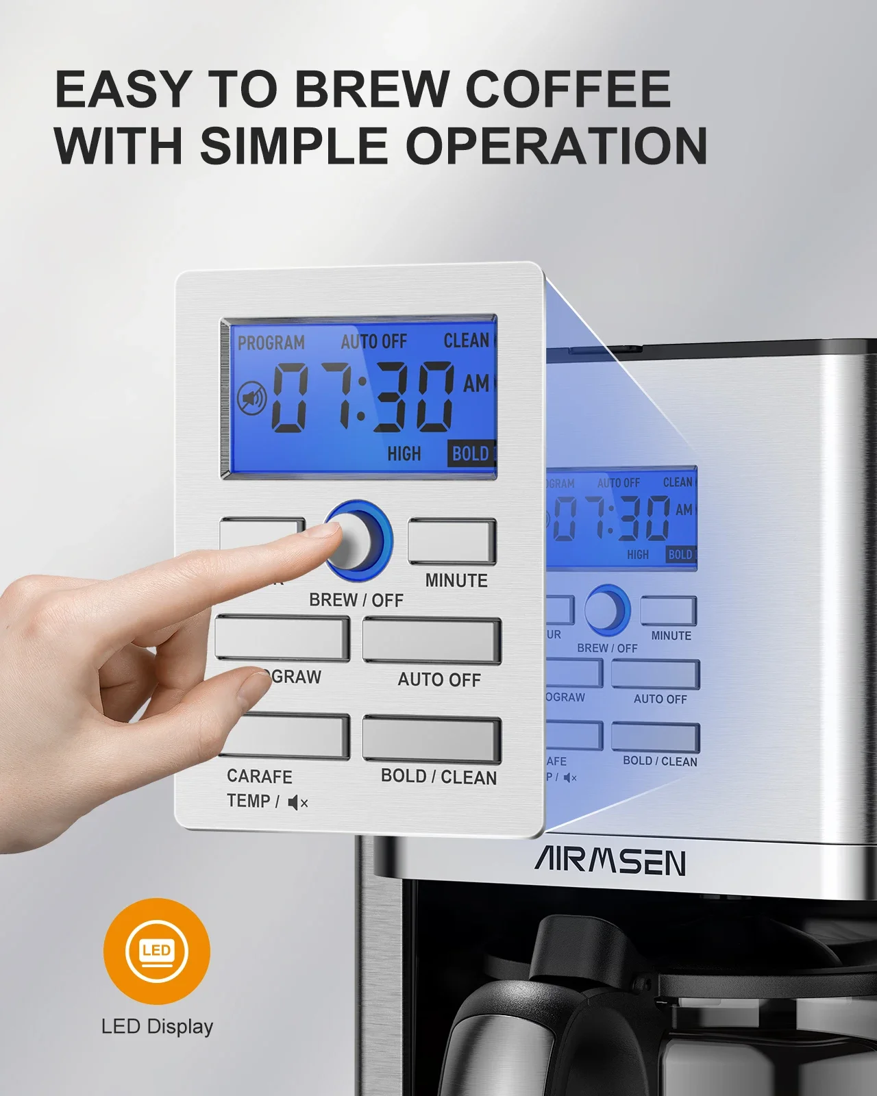 

Лучшая кофеварка для капельного заваривания из нержавеющей стали, функция поддержания тепла, функция самоочистки, отсрочка заваривания, на 12 чашек, серебристый цвет