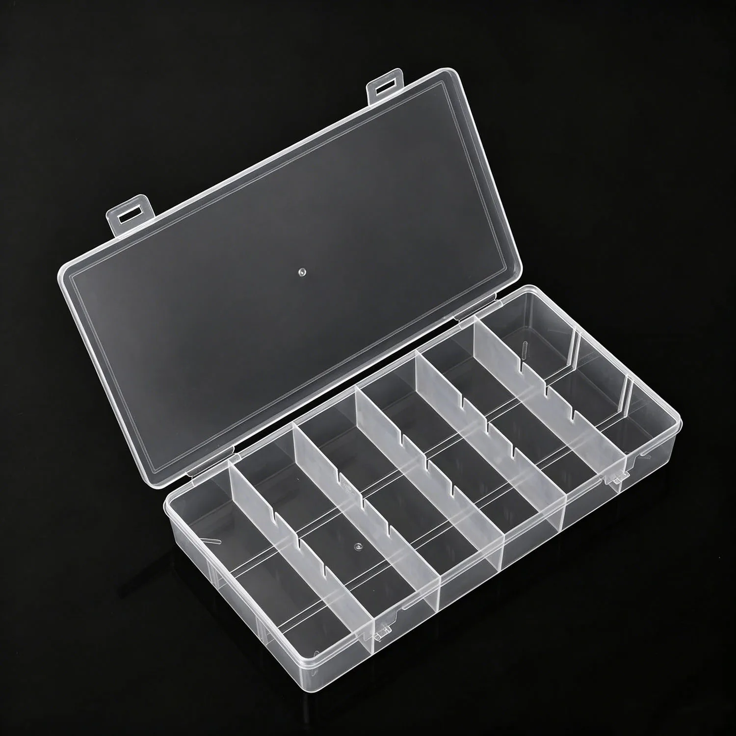 Large 6-Grid Plastic Organizer Box, Clear Storage Container for Jewelry, Beads, Craft Supplies, Washi Tape, Sewing Accessories