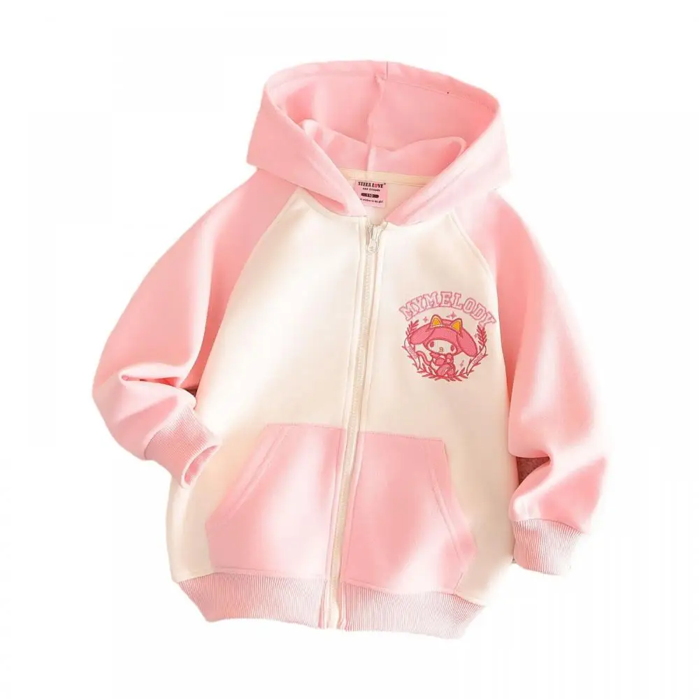 Kawaii Kuromi Girls Hoodie Sanrio Anime Cinnamoroll My Melody Zipper Coat Student Spring Cartoon Sweet Babys Clothes Kid Gifts