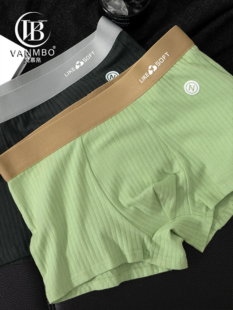 Luxury Men's Boxer Shorts Vanmbo 2026 New Style Large Size Square Shorts Cotton Antibacterial All Seasons Comfortable Underwear