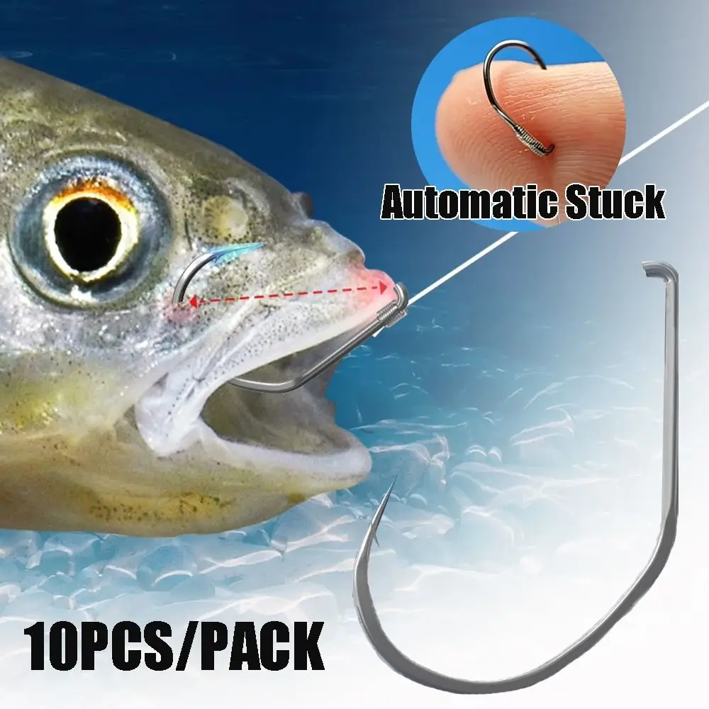 10Pcs/Pack High Carbon Steel Fishing Hook Inner Arc Sharp Barbed Automatic Stuck Fishhook Anti Stripping Fishing Tackle