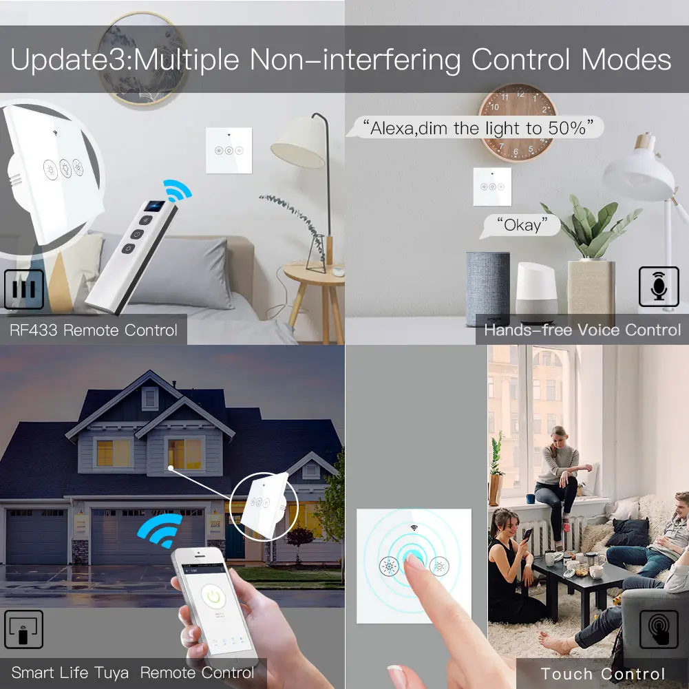 MOES New WiFi RF Smart Light Dimmer Switch 2/3Way Smart Life/Tuya APP Remote Control Works with Alexa Google Voice Assistants image 4