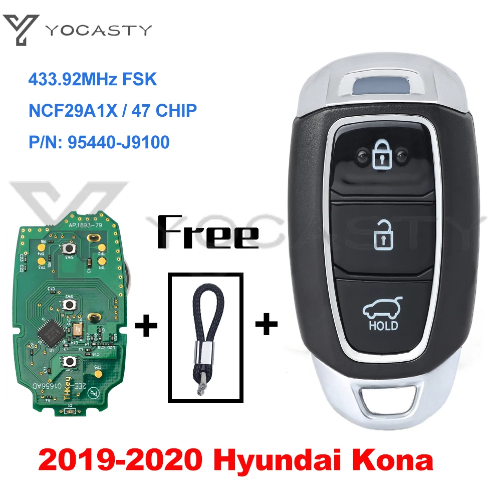 

Смарт-ключ yocпластика 95440-J9100 для автомобиля без ключа 433,92 МГц FSK NCF29A1X 47 чип для 2019 2020 Hyundai Kona