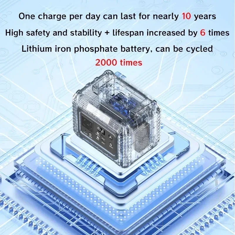PortableChargingStation220V 300W 48000mAhBattery with Multi-function USB DC AC Power Outlet Suitable for Camping and RV Home Use