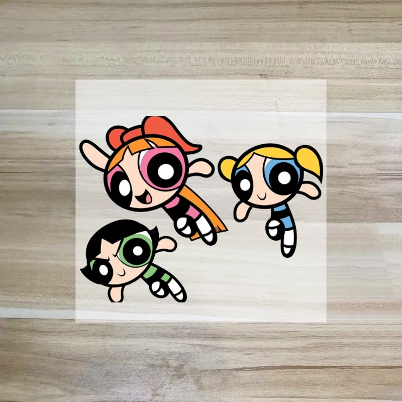 2 قطعة الكرتون الفتيات Powerpuff ملصقات نقل الحرارة بقع الكي قابل للغسل DIY بها بنفسك المرأة تي شيرت ملصقات نقل الحرارة