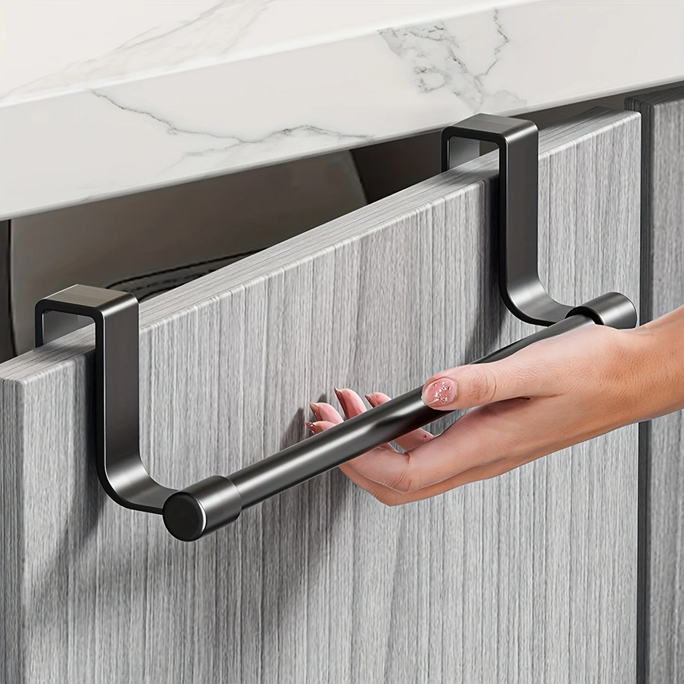 رف مناشف خزانة المطبخ المثبت على الحائط - رف قماشي موفر للمساحة مناسب للمنازل والحمامات، لا يتطلب حفر