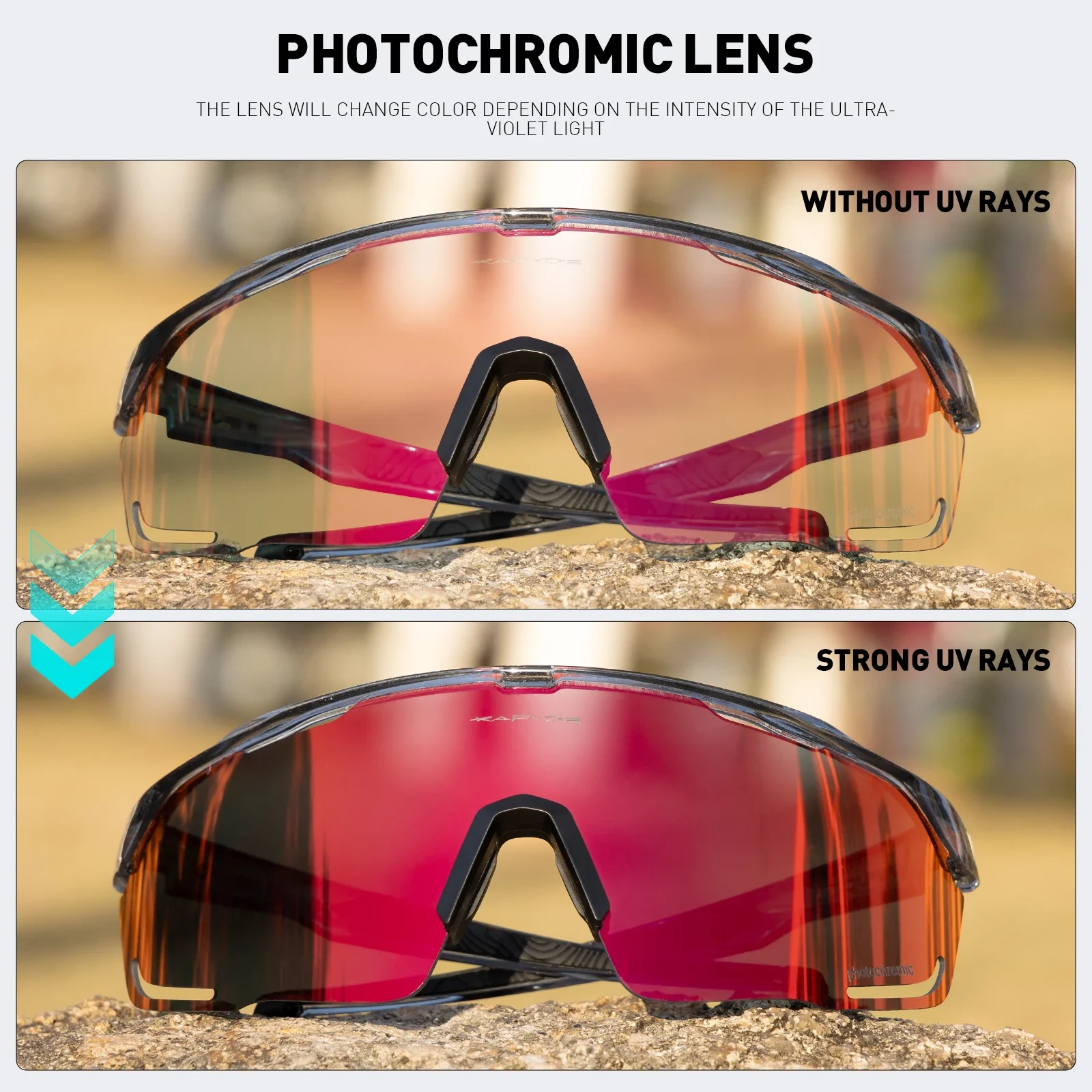 

KAPVOE New Outdoor Photochromic for Men Cycling Glasses Women Running Sunglasses Road Bike EyewearBicycle Cycling UV400 Goggles