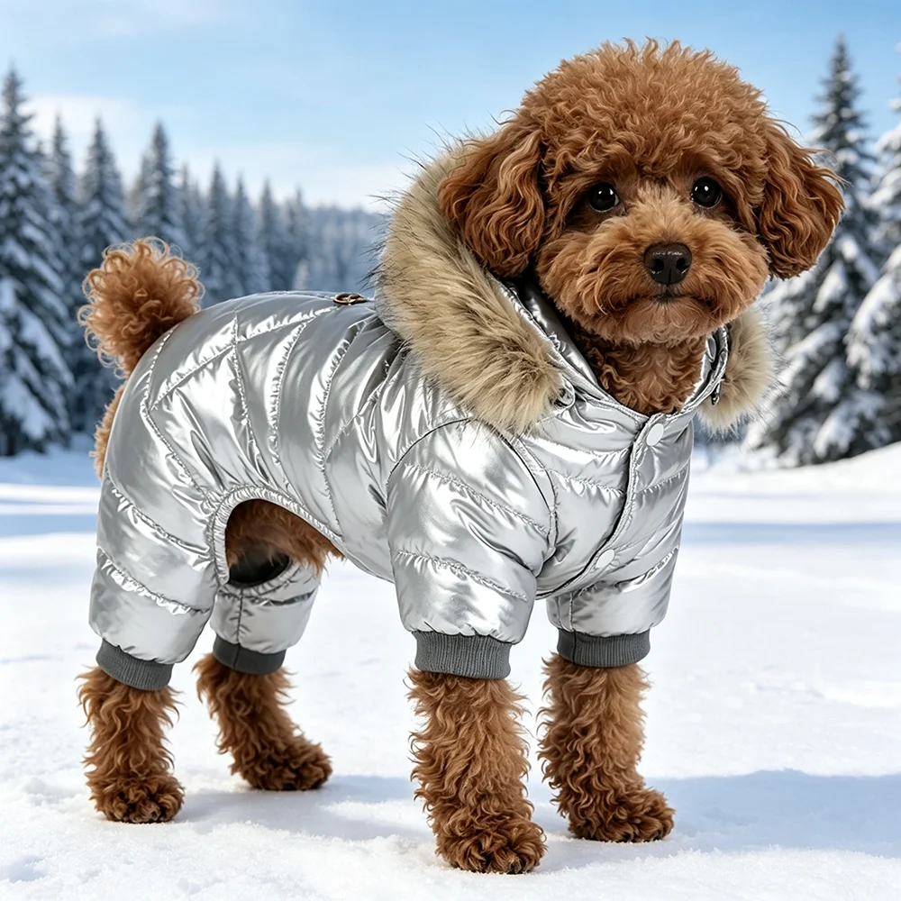 Winter-Kapuzen-Overall für kleine und mittelgroße Hunde und Katzen, wasserdichte Hundemanteljacke, winddichte Kapuzenjacken für Welpen, Yorkie, Chihuahua – Detail 11