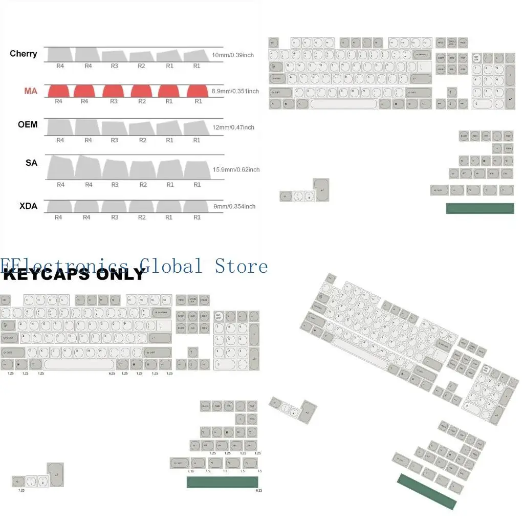 462B 131Keys MAProfile Retro Minimalist Keycap for Mechanical Keyboards PBT DyeSubbed KeyCaps for Keyboards Switches