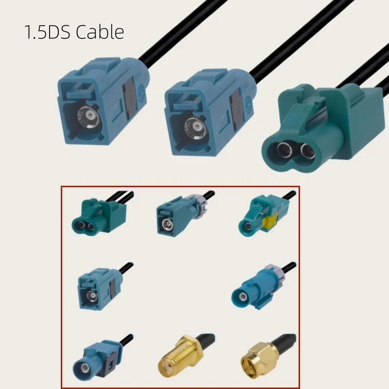 Mini-Fakra Dual-Cavity HFM Female to SMA Male Straight Head 1.5DS Cable Adapter