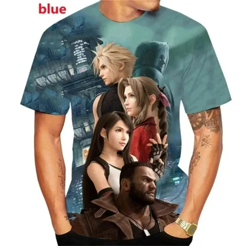 حار لعبة فاينل فانتسي ثلاثية الأبعاد مطبوعة تي شيرت الرجال النساء عادية Harajuku قصيرة الأكمام س الرقبة المتضخم تنفس للجنسين الشارع الشهير