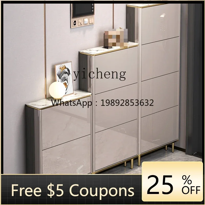 ZC1 ultra-thin suspended wall-mounted tipping bucket shoe cabinet, new 17CM small apartment household door shoe cabinet