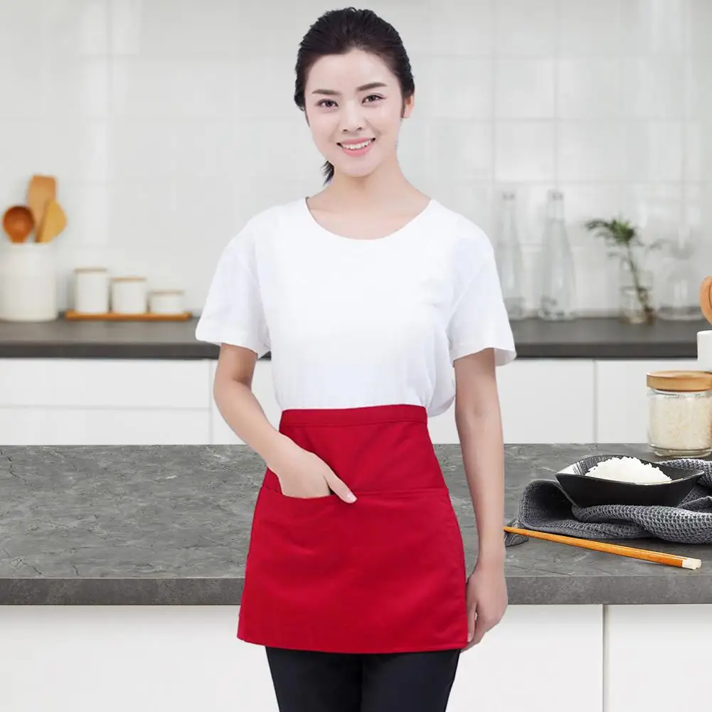 Half Apron with Pockets for Men Women Adults Breathable Apron Chef Short Slit Aprons Kitchen Cooking Apron Chef Costume