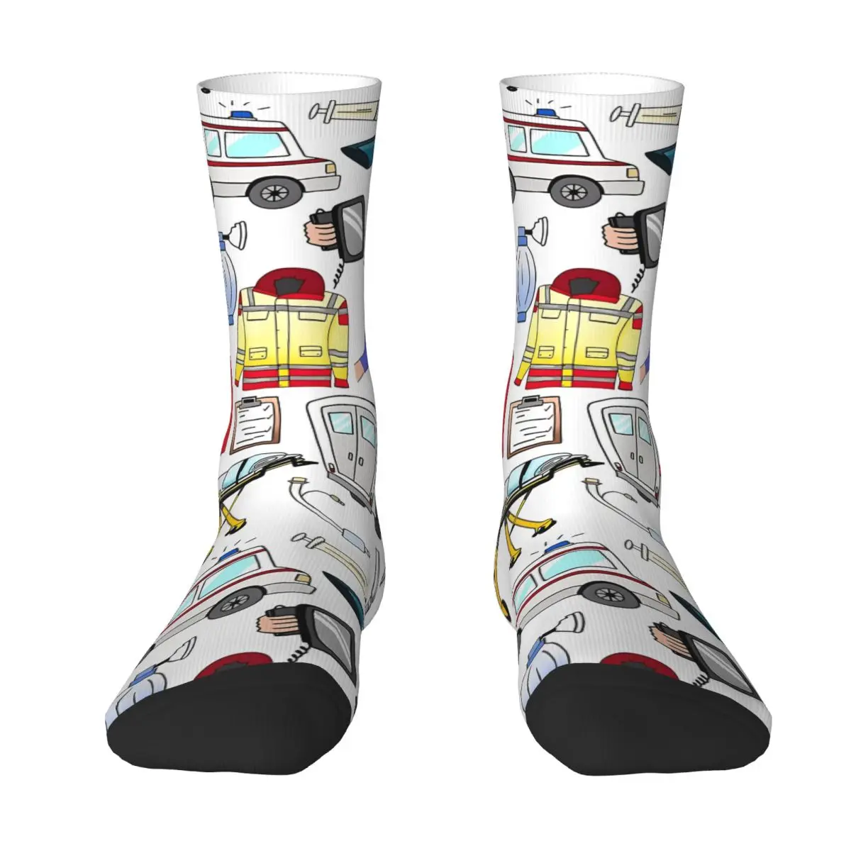 救急救命士医療テーマ漫画パターン靴下カジュアルストッキング冬抗汗ユニセックス男性靴下快適なサイクリング靴下