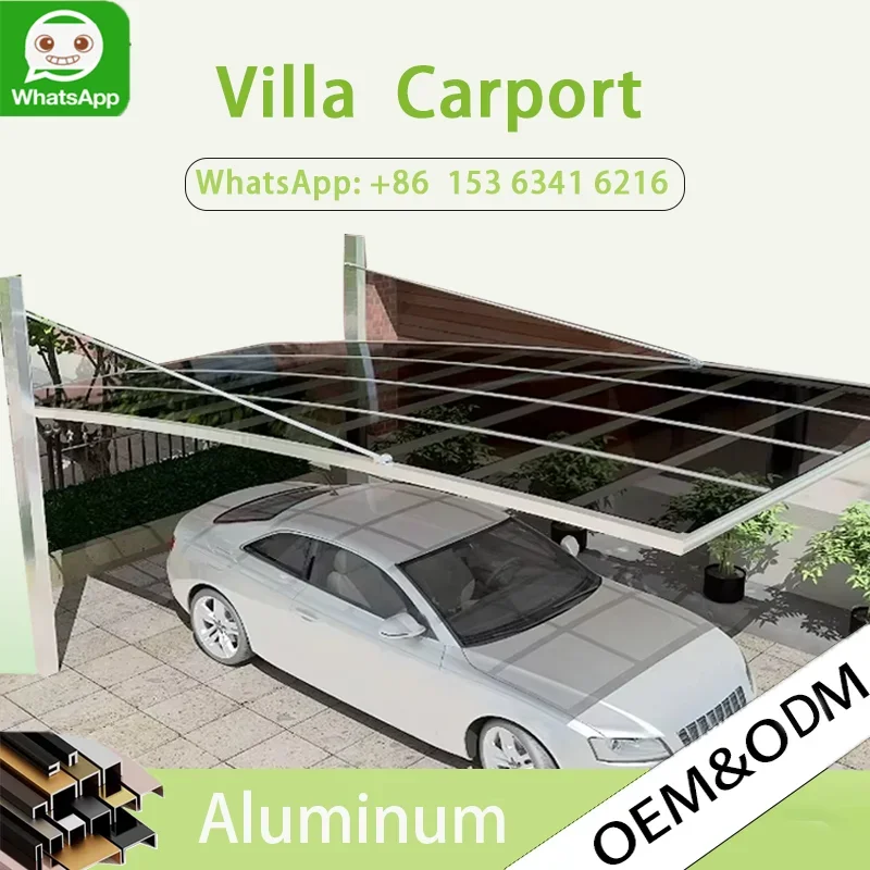 OneAlu Cantilever Aluminum Carport - Durable Polycarbonate Roof, Portable Modern Outdoor Shelter for Garden/Driveway