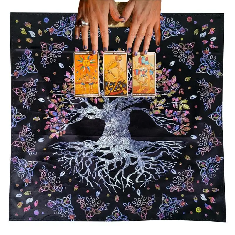 Tree of Life Tarot Cloth Alter Tarot Table Cloth Wiccan Spread Top Cloth Spiritual Witchery Table Cloth for Divination 64x+64cm